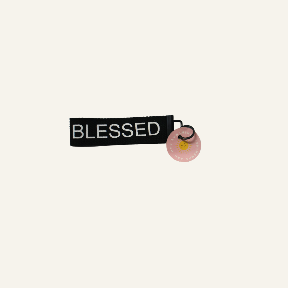 'Blessed' Inspirational Keychain with 'Hey Sunshine' Tag