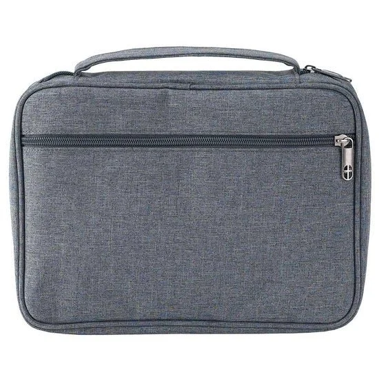 Elegant Gray Bible Cover with Zipper Pocket