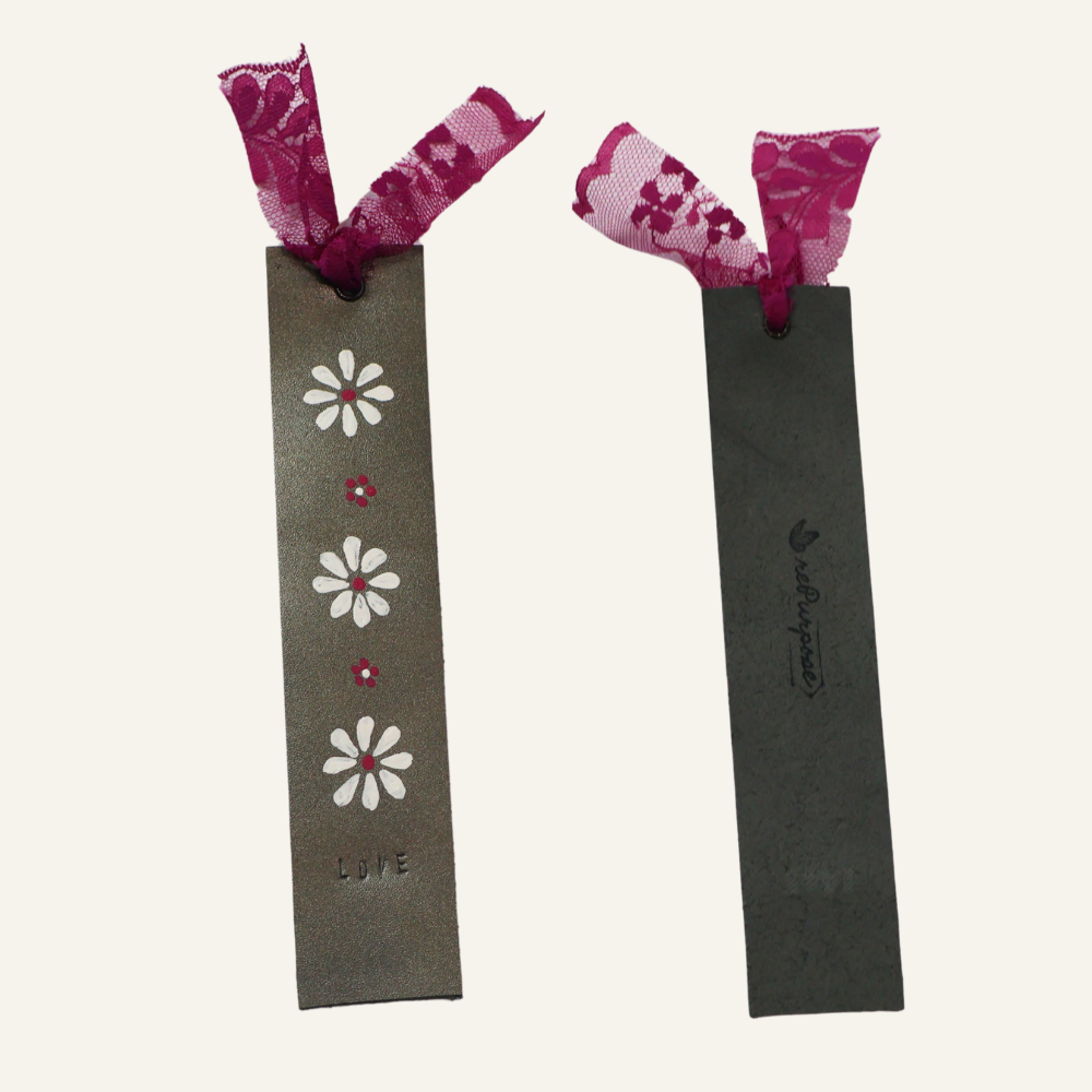 Floral Love Bookmark with Lace Ribbon