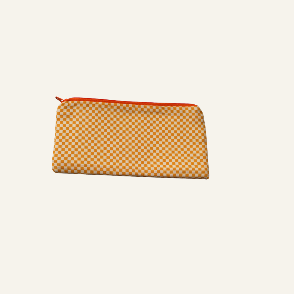Hand-Sewn Checkered Zipper Pouch