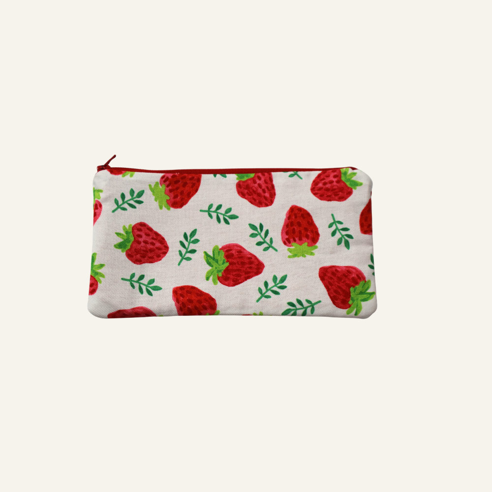 Hand-Sewn Strawberry Zipper Pouch