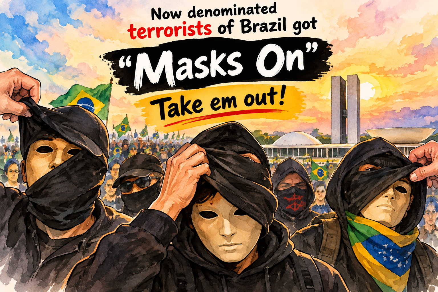 Terrorists with masks on