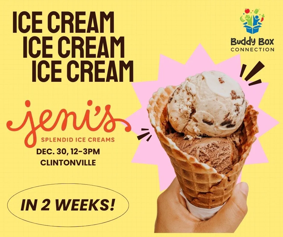 🍦✨ Save the Date! ✨🍦

Join us Tuesday, December 30th from 12&ndash;3 PM for an Ice Cream Social at Jeni&rsquo;s Clintonville (4247 N. High St.) to support our Buddy Box Program 💙

🍨 25% of all sales during that time will be donated to help feed h