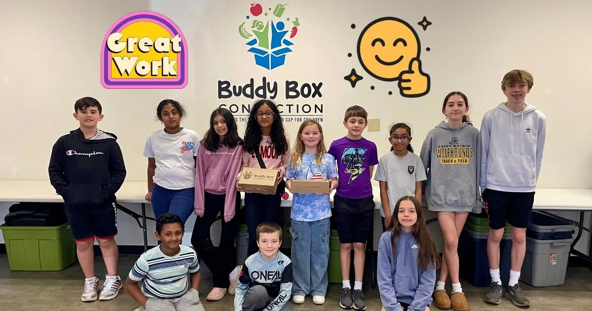 THANK YOU to the Heritage Elementary School Service Club. This group deserves a big cheer!
These students collected 1,186 food items and packed 812 Buddy Boxes to help kids in our community. 
Great job showing how kids can help kids!