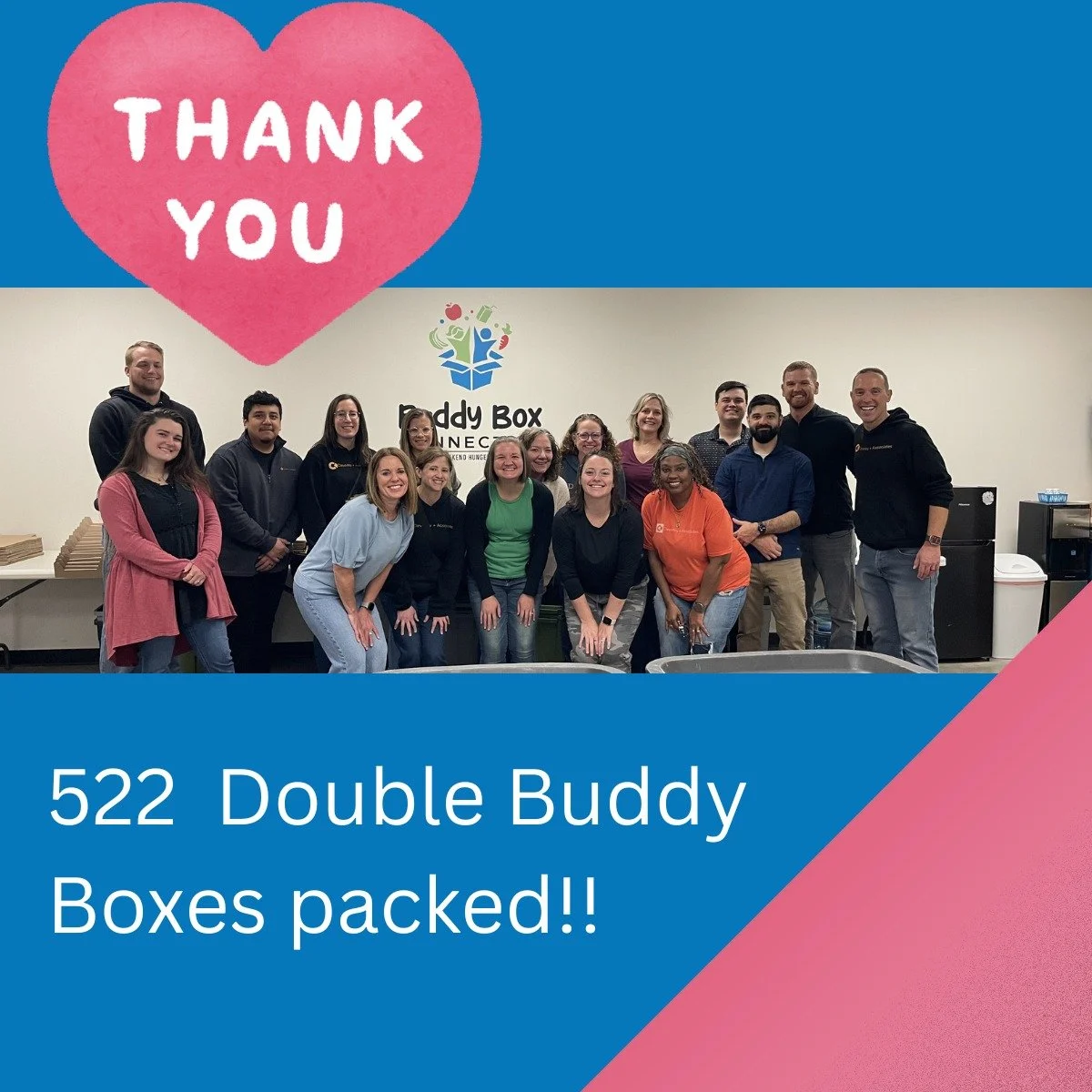 Thank you to this energetic crew from Cleverley +Associates for packing 522 double Buddy Boxes yesterday for the end of the school year!

And this isn&rsquo;t a one-time effort. Since 2022, this team of volunteers has packed over 4,100 Buddy Boxes, d
