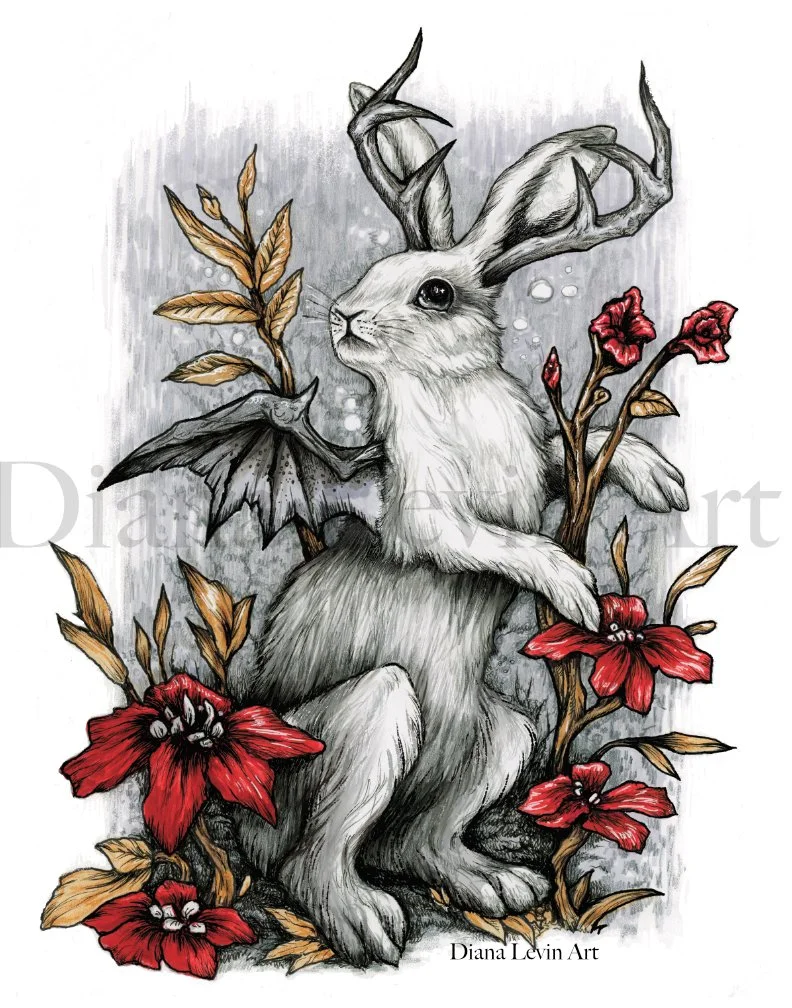 Forager Jackalope Rabbit 11" x 14" Art Print