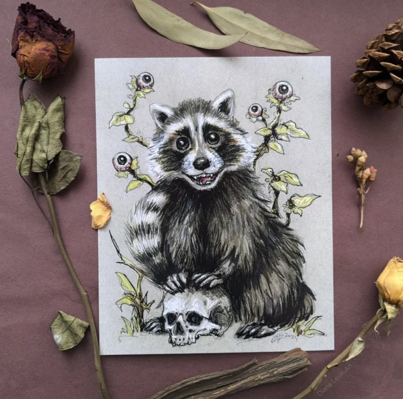 Friendly Goblin Racoon 8" x 10" Art Print