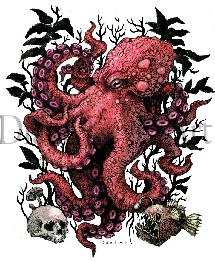Red Octopus 11" x 14" Art Print