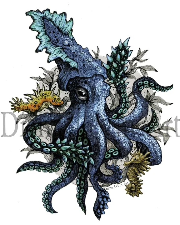 Mr. Friendly Squid 11" x 14" Art Print