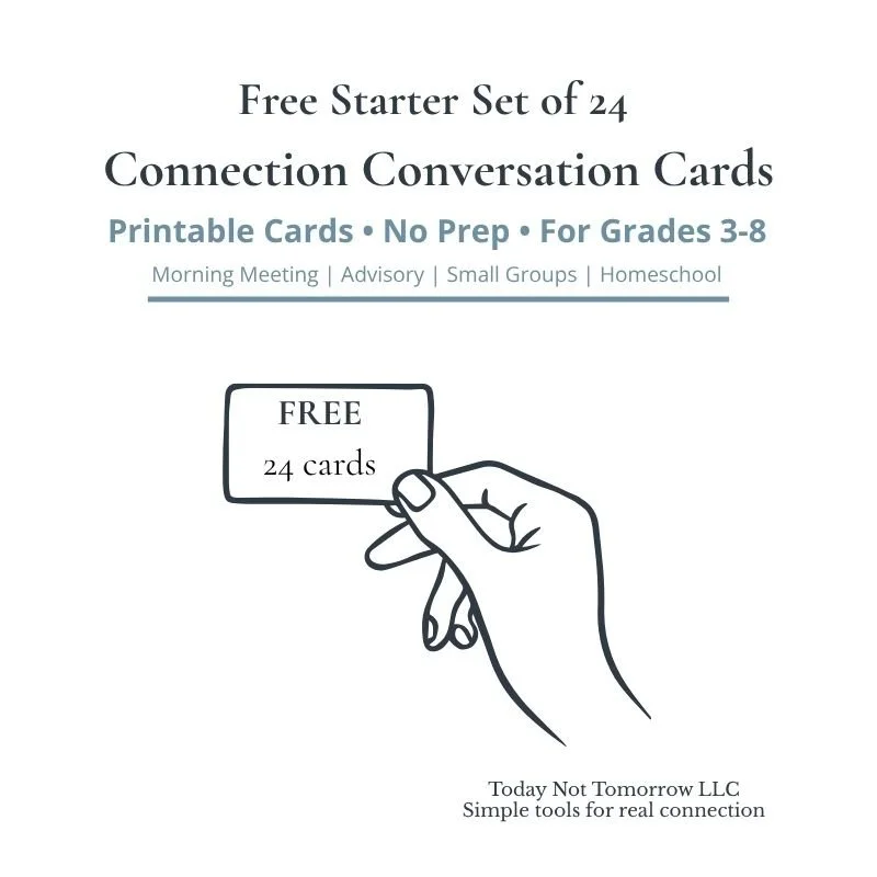 Free Conversation Cards for Kids (24 Card Starter Set for Classroom & Family Connection)