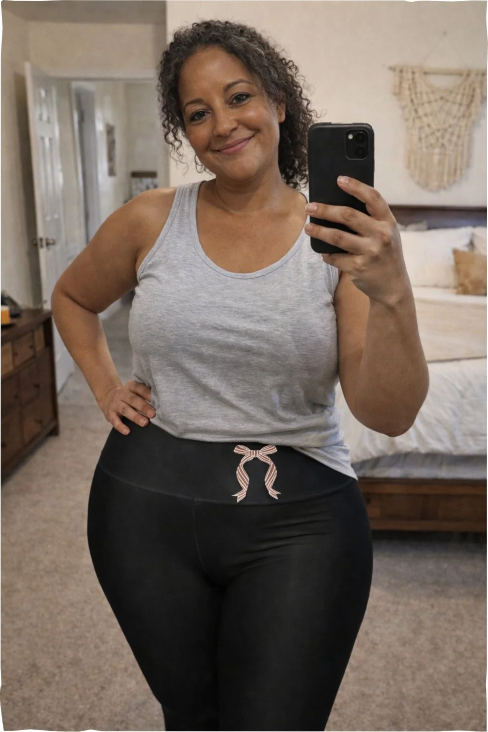 High-Waist Black Yoga Leggings with Holiday Ribbon Bow | December Collection | Cozy Festive Leggings