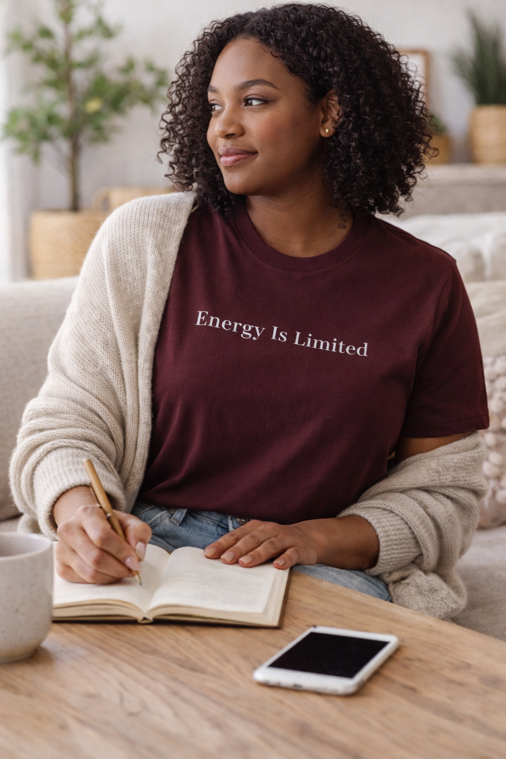 Energy Is Limited T-Shirt | Minimal Slow Living Apparel