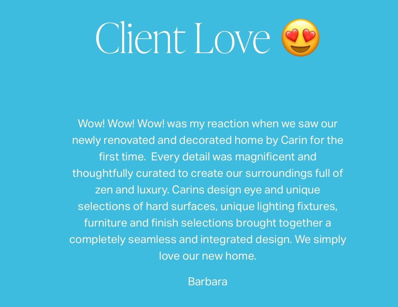 Testimonials like this is why I do what I do!
All the delayed items, vendor hiccups, and back ordered products seem like a thing of the past &hellip;
Appreciate and trust the process !
 
#remodels #luxurinteriordesigner #tampabayinteriordesign #happy