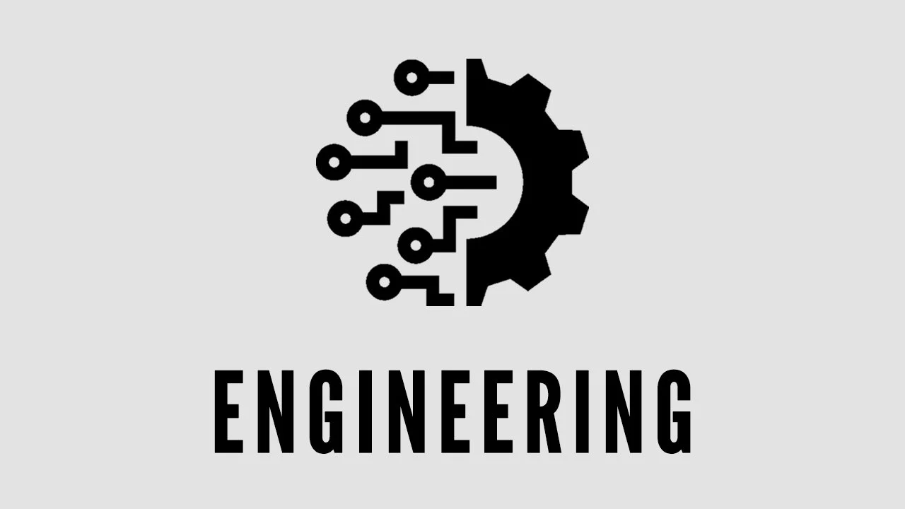 Black and white logo with circuit pattern forming a gear shape and the word 'ENGINEERING' underneath.