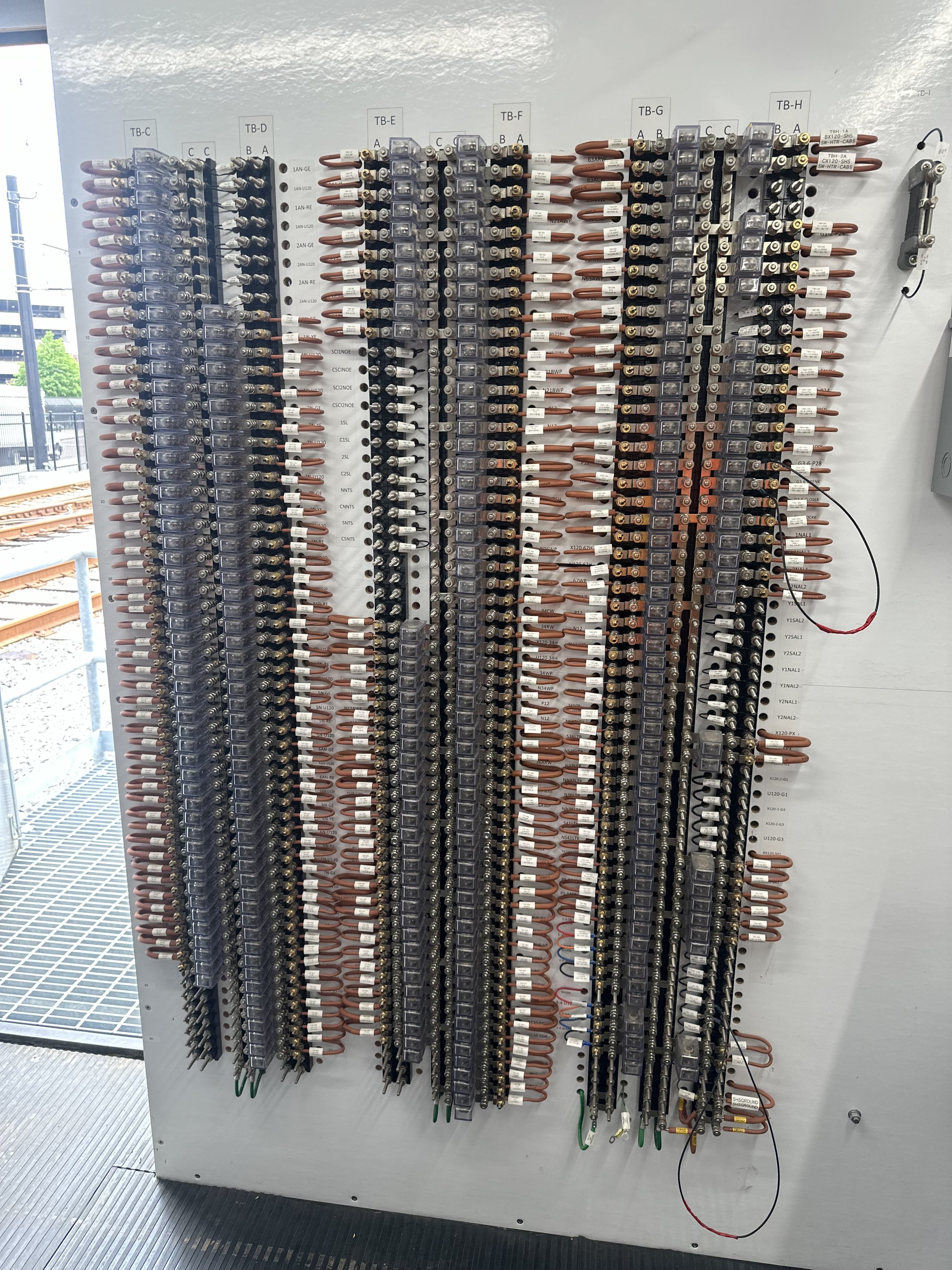 Electrical control panel with organized wiring and component connections.