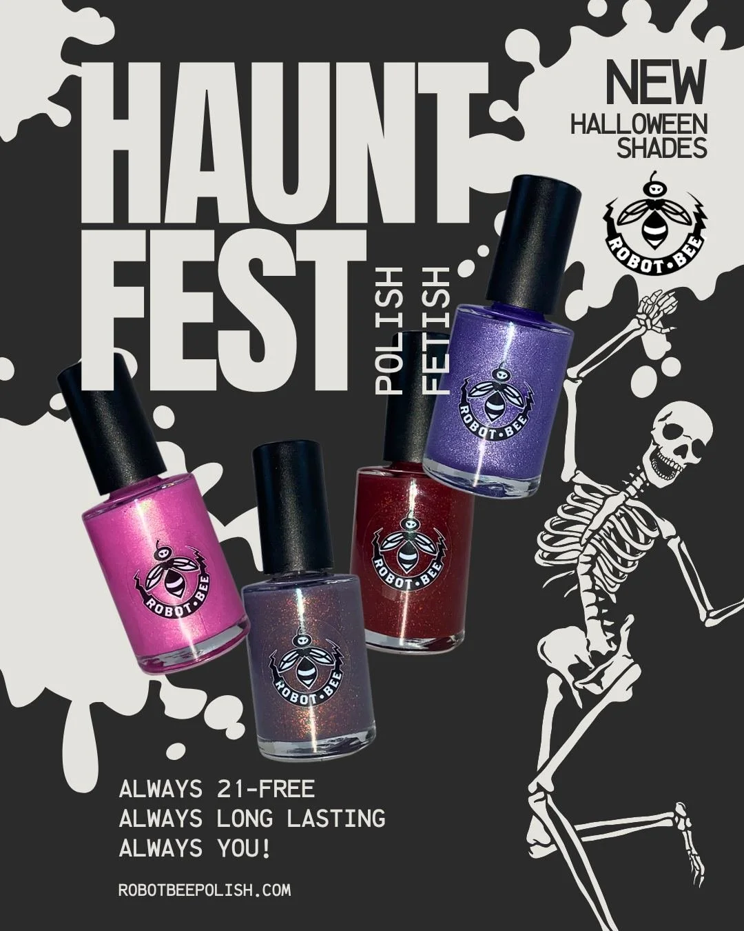Welcome to the Haunt Fest 🔥🕯️ Four polishes that shape-shift with heat, light, and magnetism&mdash;each one a story of transformation, rebellion, and allure. All 21-free and dangerously beautiful, these shades are ready to haunt your fingertips. ✨ 