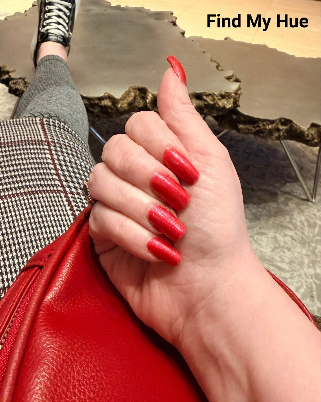 I make nail polish for a living.

I have 38 formulas. Thirty. Eight.

I made a new one anyway because nothing I had was quite the right red for this bag.

This is both a personality trait and, accidentally, a business model.

Find My Hue is custom po