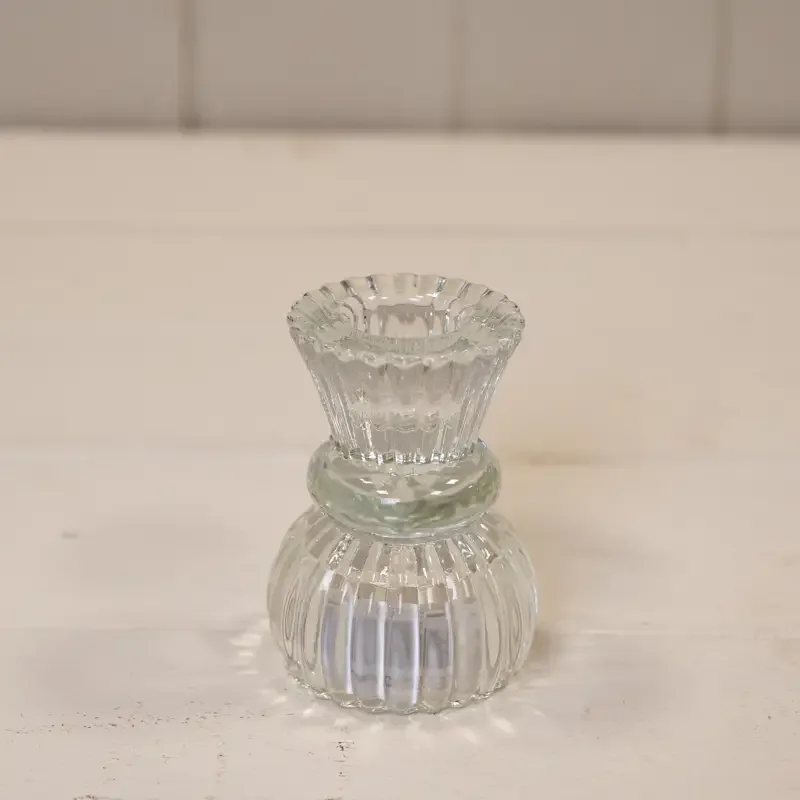 Clear Glass Two Way Candle Holder