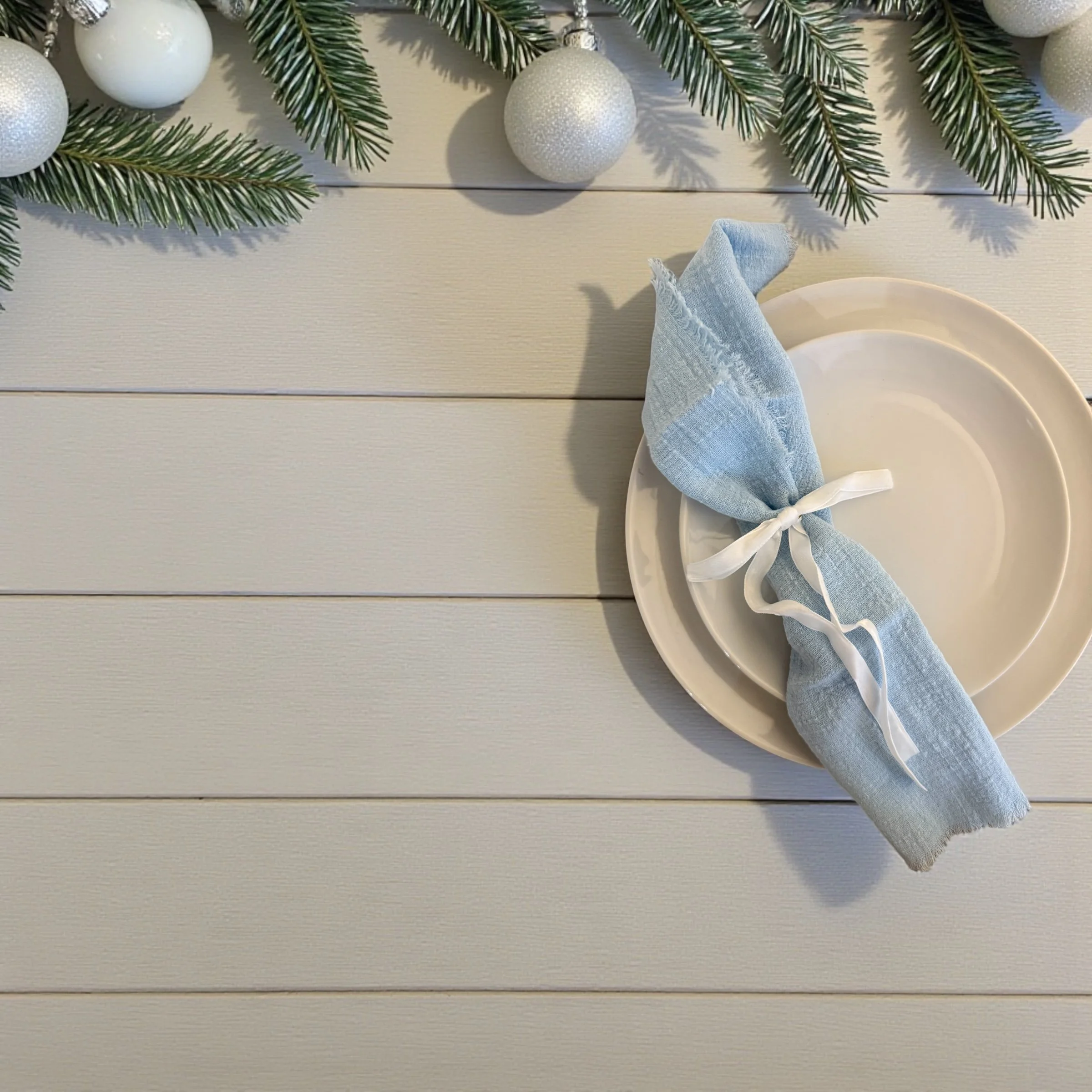 Sky blue 100% cotton napkins (set of 2)