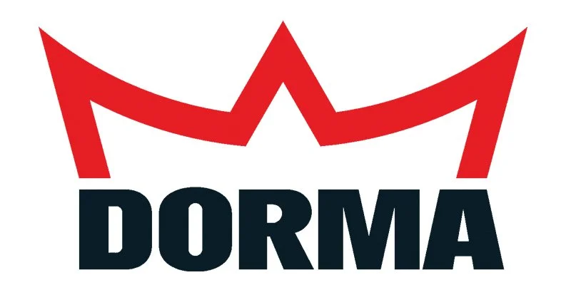 A red crown-like symbol above the bold, black text that reads 'DORMA'.
