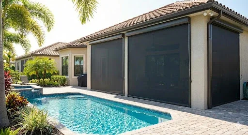 Photo of a completed manual screen installation at a pool home in Florida