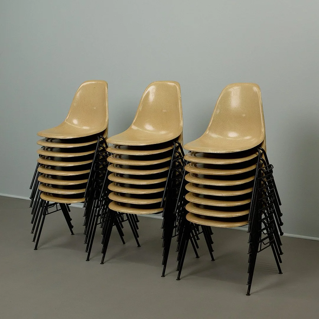 CHARLES & RAY EAMES. for Herman Miller, chairs, DSS, fiberglass, metal seats, 70s