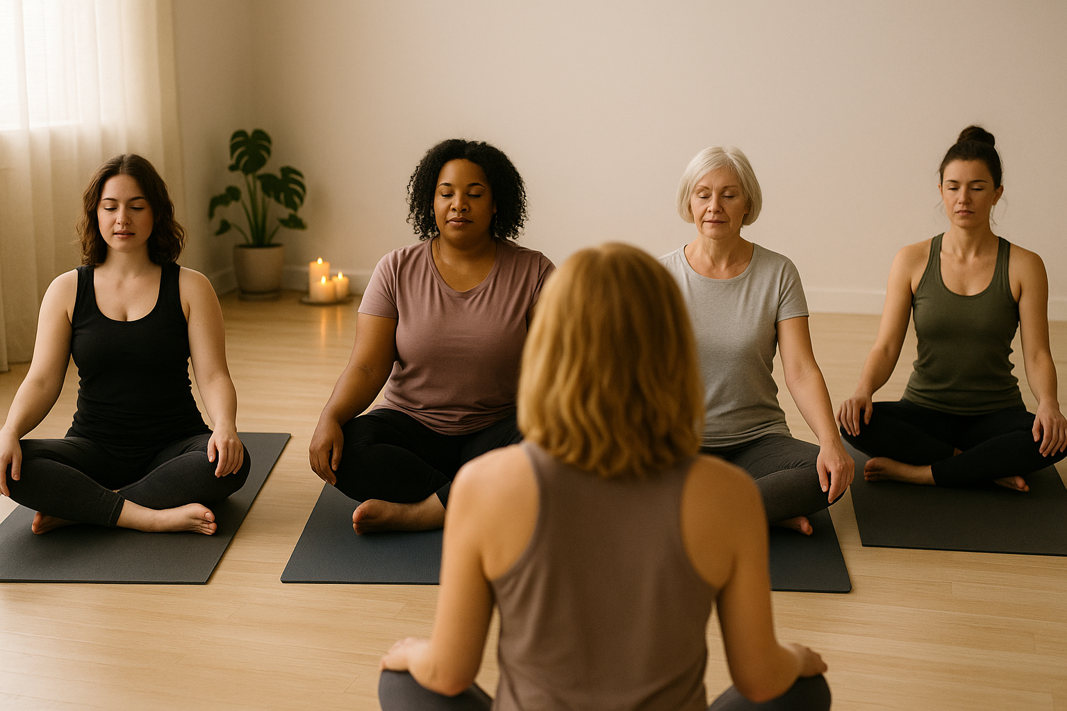 Yoga class featuring people