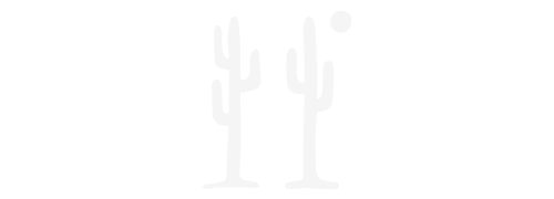 Two cartoon-style cacti with arms, one taller than the other, on a black background.