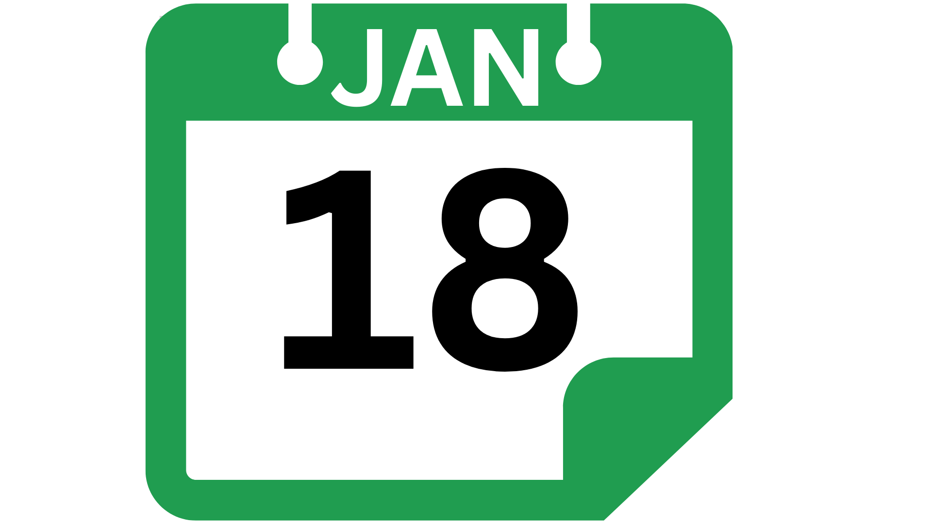 A green and white desktop calendar showing the date January 18.