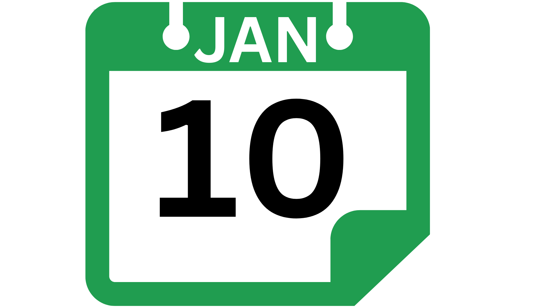 A calendar page showing January 10th, with a green header and a white background.