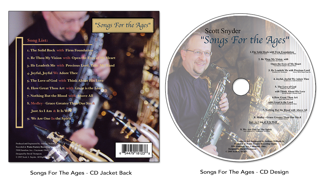 Beautifully designed CD showcasing the saxophone skills of Cincinnati Musician, Scott Snyder.