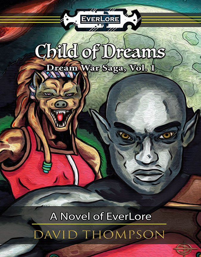 This book cover features Z'har and Niska in front of the Frozen Moon as the Blood Moon streaks across the night's sky.