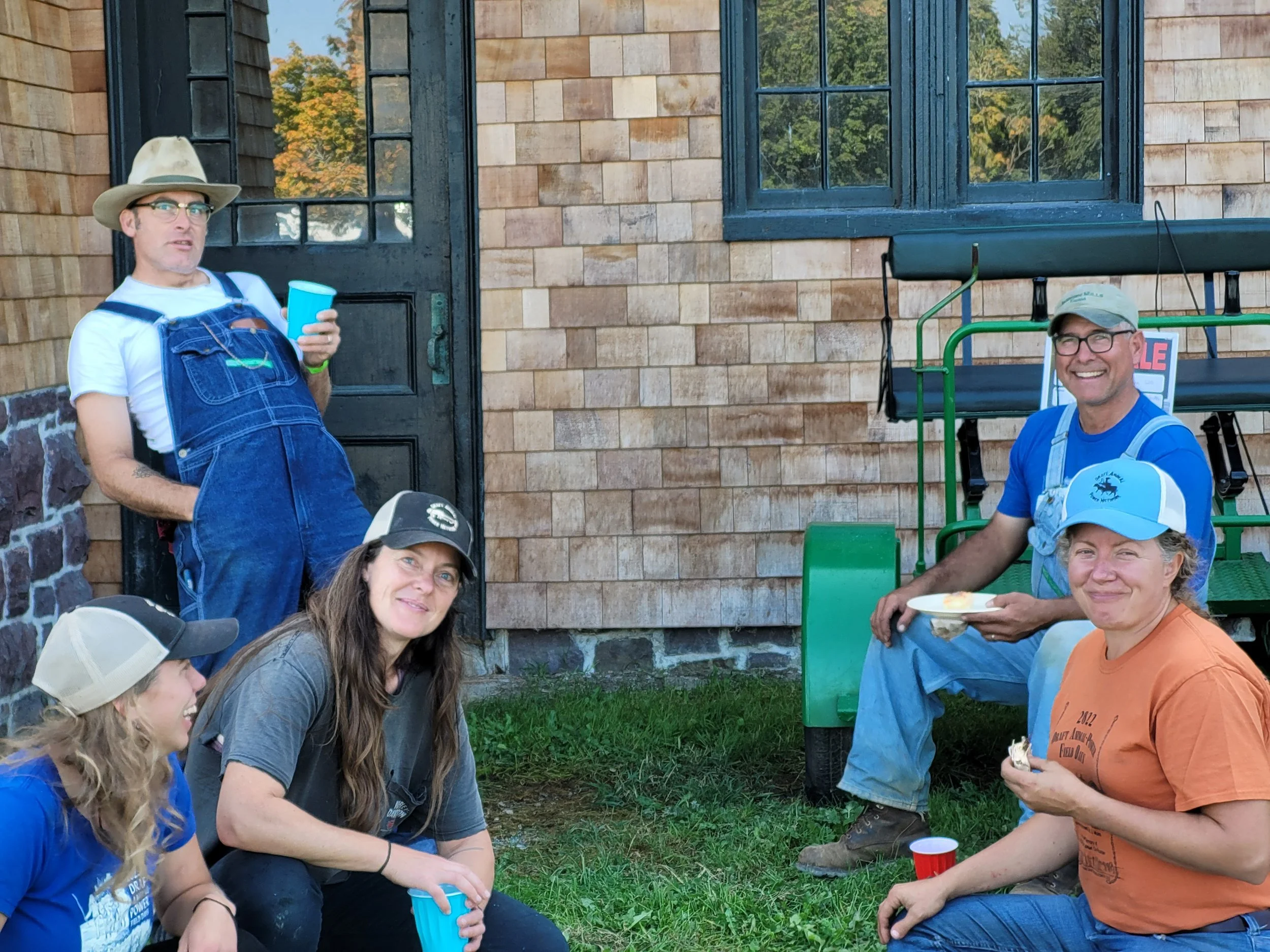 Members of Draft Animal Power Network take a break at Field Days 2023.