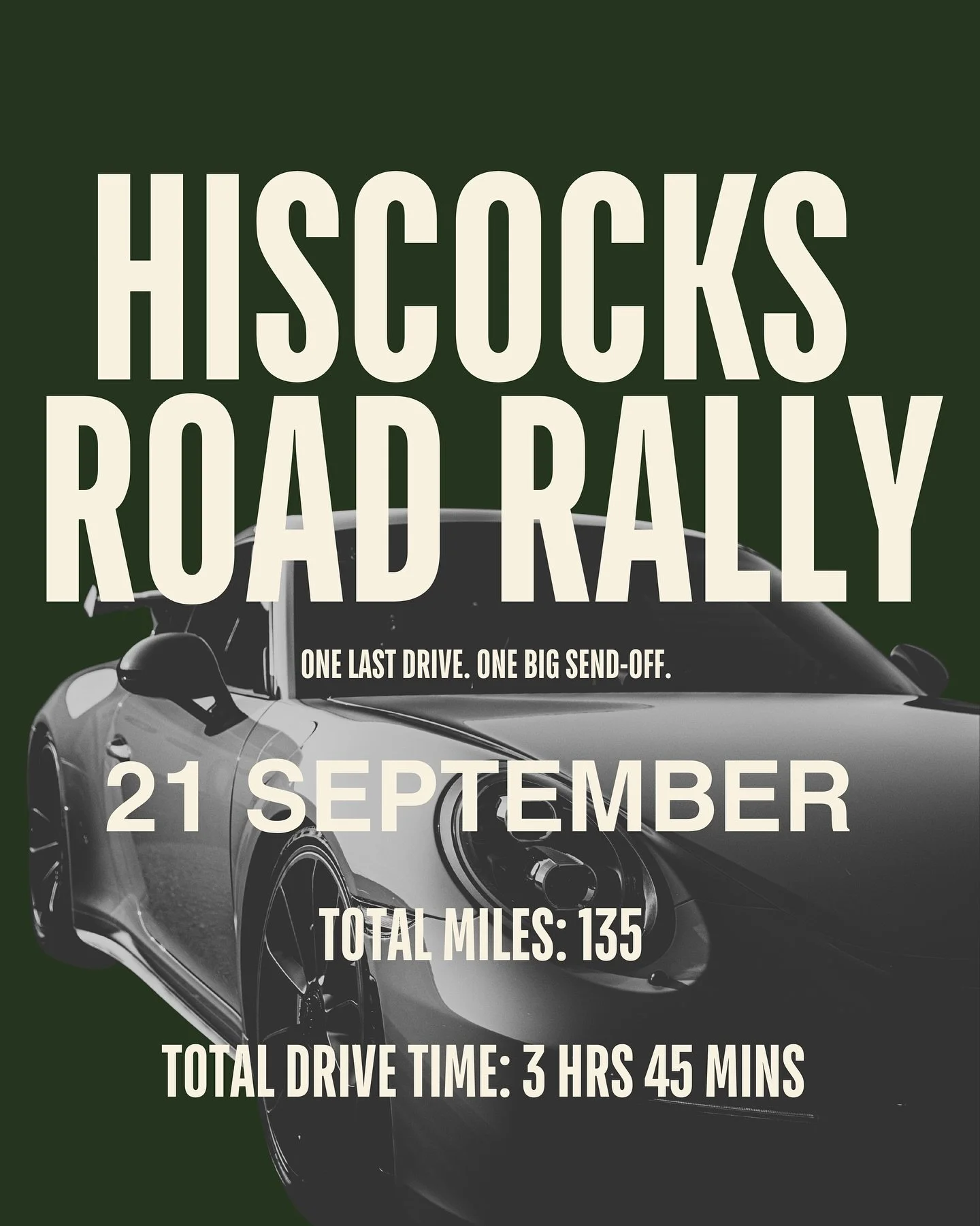 ✨ HRR Summer Closing Party ✨
Our final drive of the season is set &mdash; a day of Dorset hills, sweeping coast roads, a coffee stop at Hive, and a ferry hop across the Exe for lunch at the Turf before blasting back along the A303 for the closing BBQ