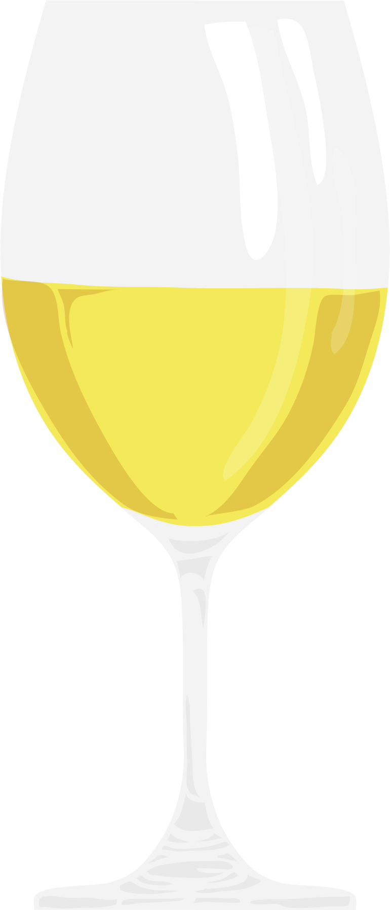 A digital illustration of a wine glass filled with white wine.