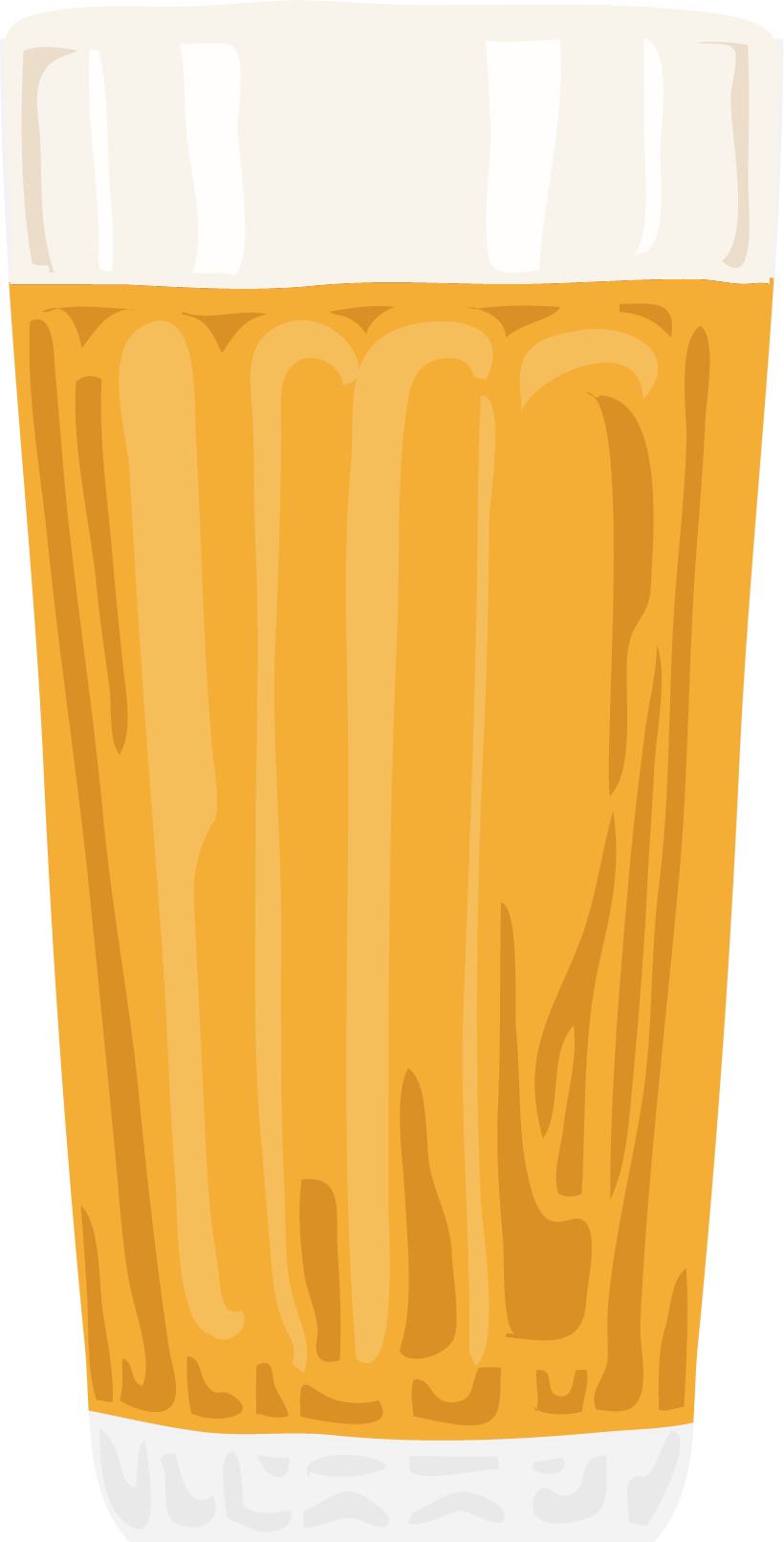 Illustration of a tall glass of beer with a foamy head.