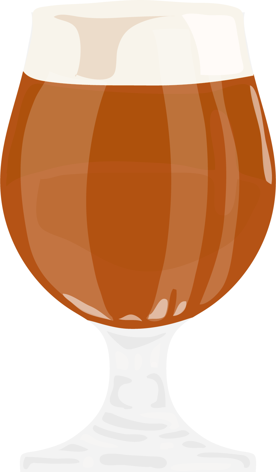 Close-up of a glass of dark beer with a white foam head.