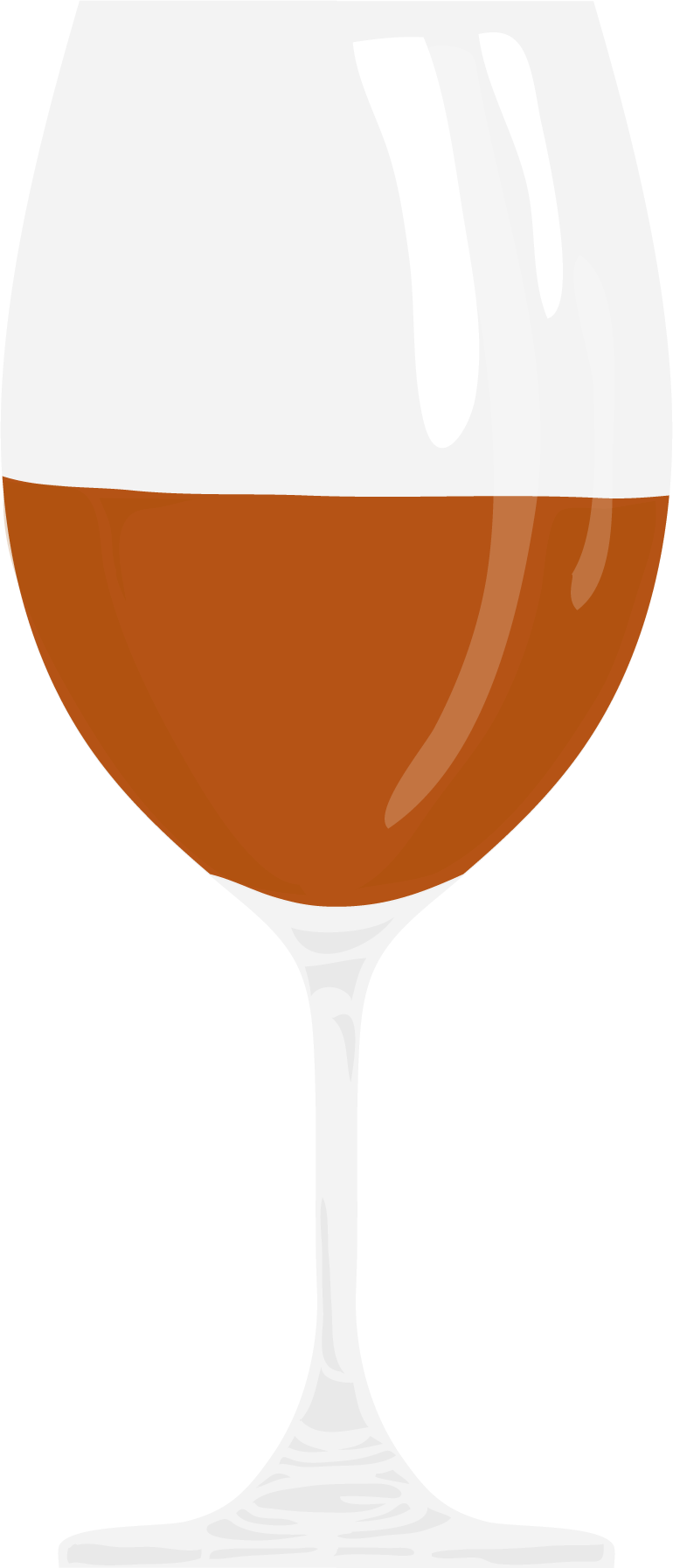 Illustration of a wine glass filled with red wine.