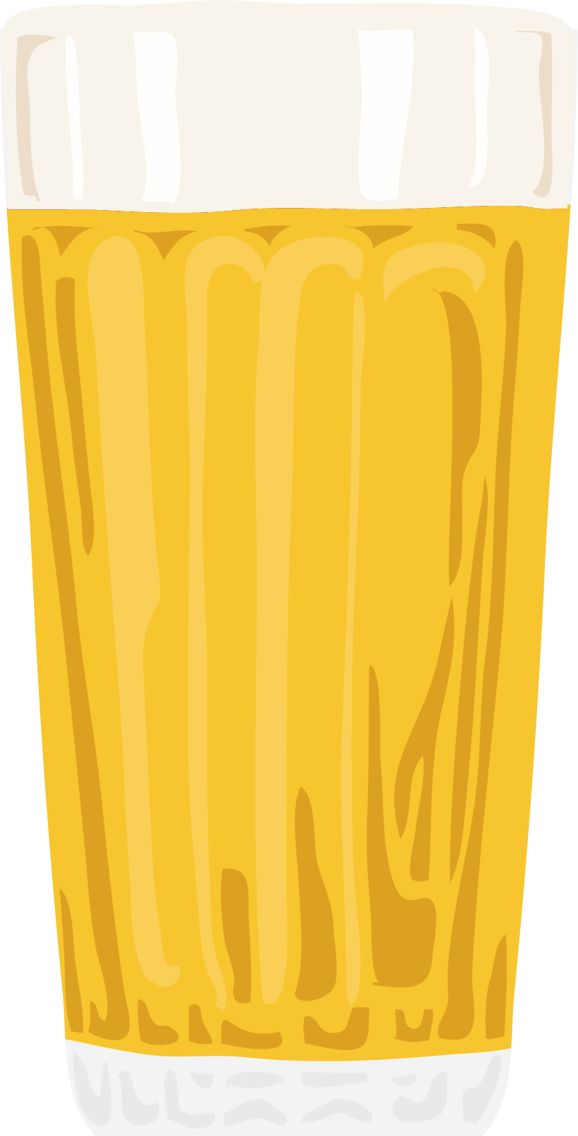 Illustration of a glass of beer with a foamy head.