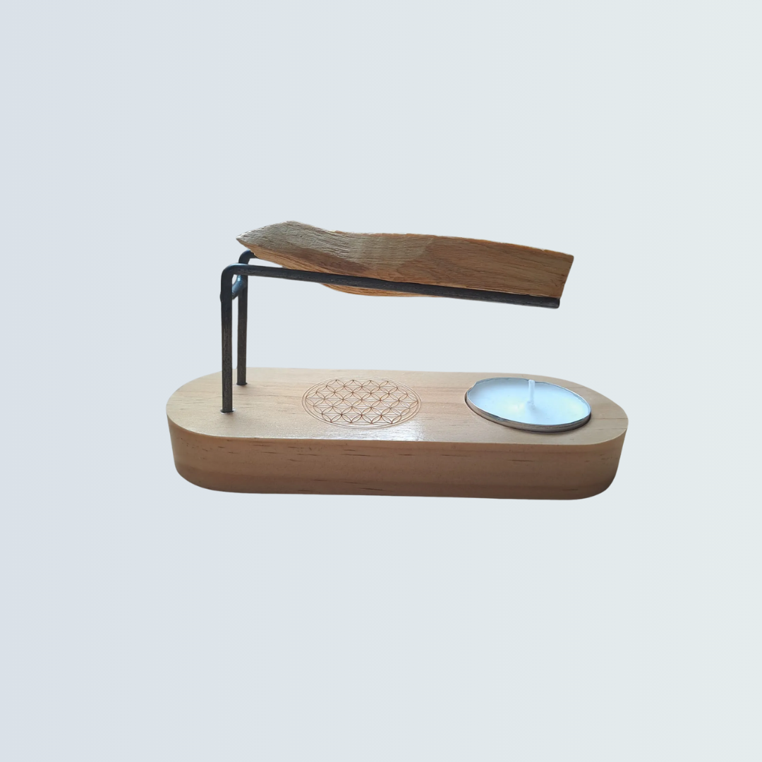 Brûleur en pin avec fleur de vie pour Palo Santo