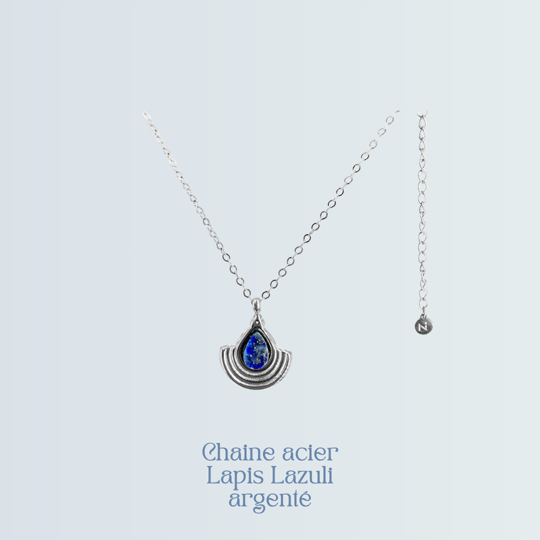 Chaine acier Lapis Lazuli argenté.png