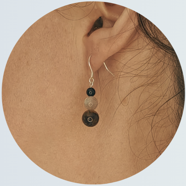Boucles d’oreilles “Labradorite-Tourmaline-Œil de tigre”