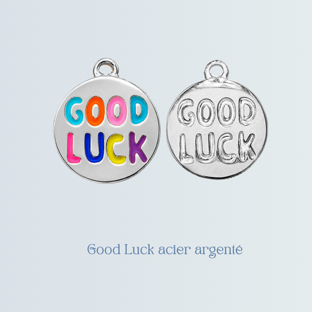 Breloque Good luck acier argenté.png