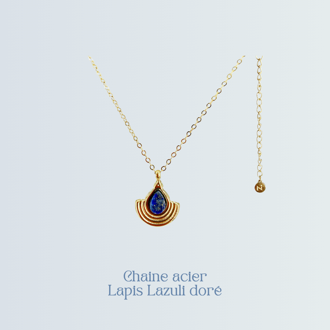Chaine acier Lapis Lazuli doré.png