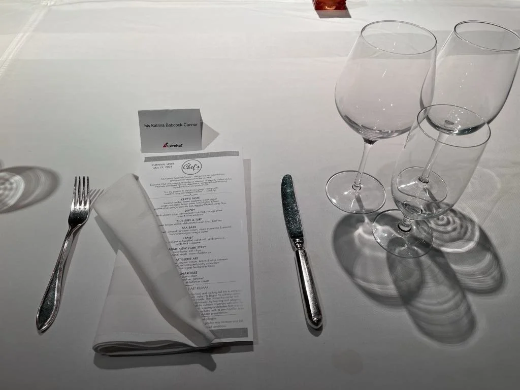 Carnival Cruise Chef’s Table Elegant Place Setting