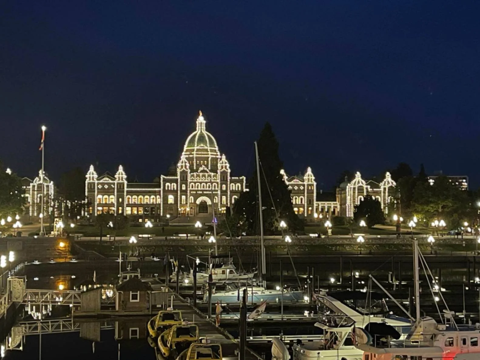 British Columbia Parliament Building Illuminated at Night – Victoria Canada