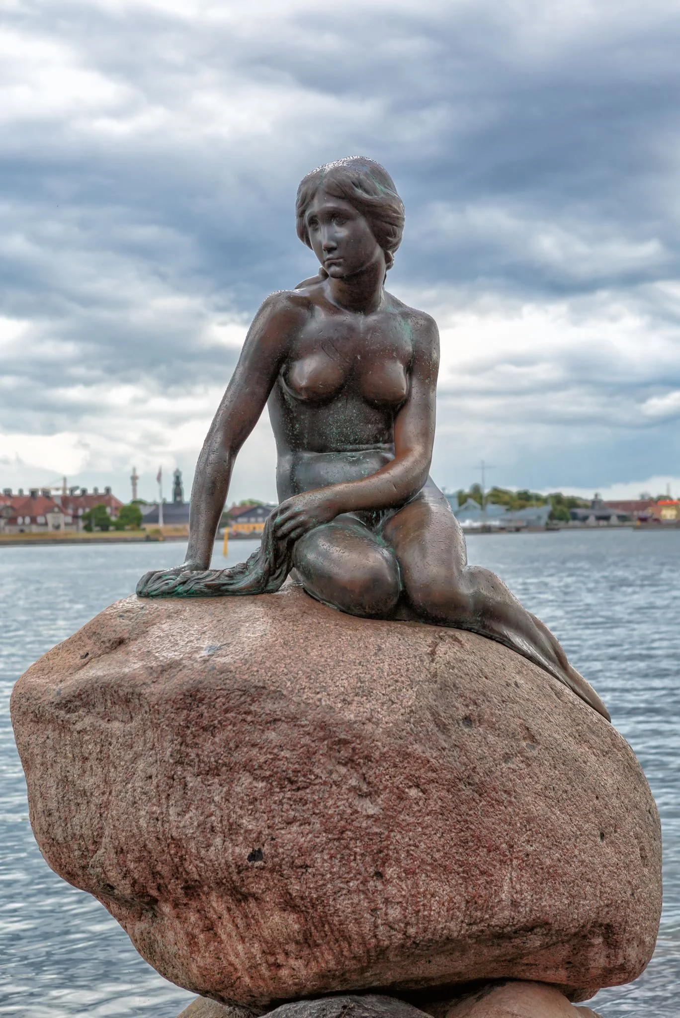 Little Mermaid statue in Copenhagen harbor, Denmark
