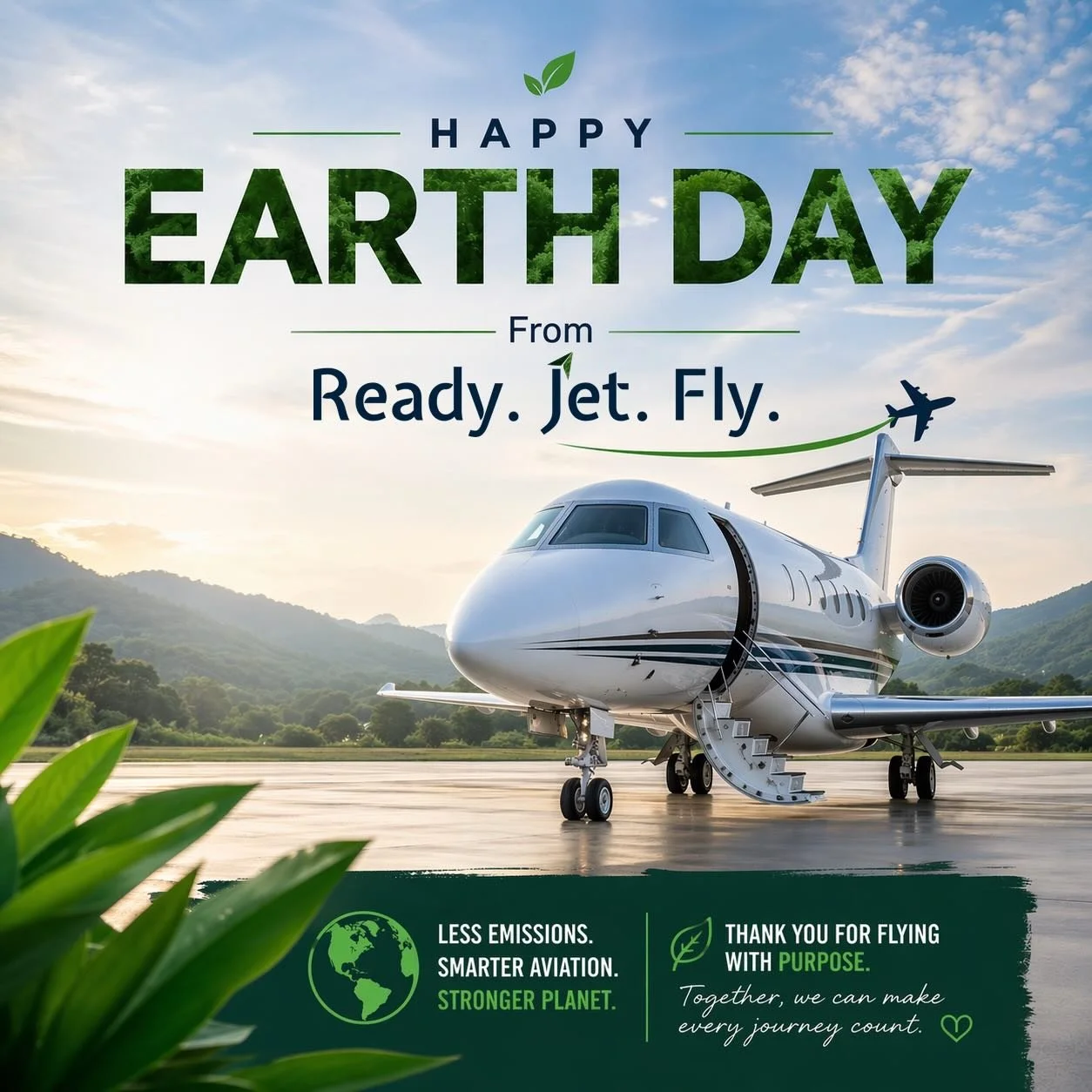Today we celebrate the planet that connects every destination 🌍✈️

At Ready Jet Fly, we prioritize access to modern, fuel-efficient aircraft designed with lower emissions and smarter performance in mind. The future of private aviation is evolving, a
