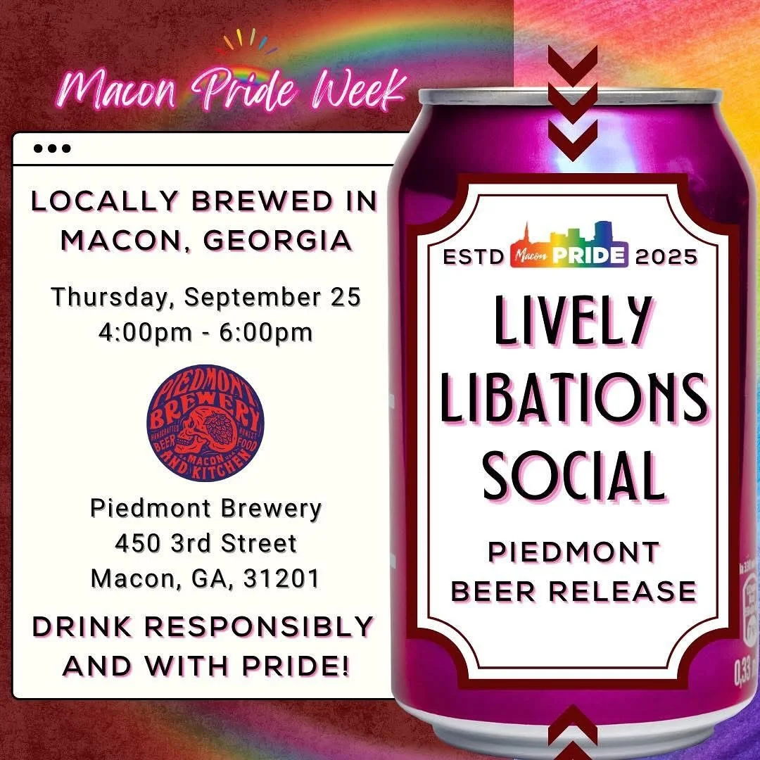 🌈✨ Don&rsquo;t forget!! Macon Pride Week is packed with amazing events you won&rsquo;t want to miss! ✨🌈

📅 Thursday, Sept 25
🎤 Karaoke Contest at 6:00 PM @ Third Street Park
🍻 Lively Libations Social from 4:00&ndash;6:00 PM @ Piedmont Brewery

?