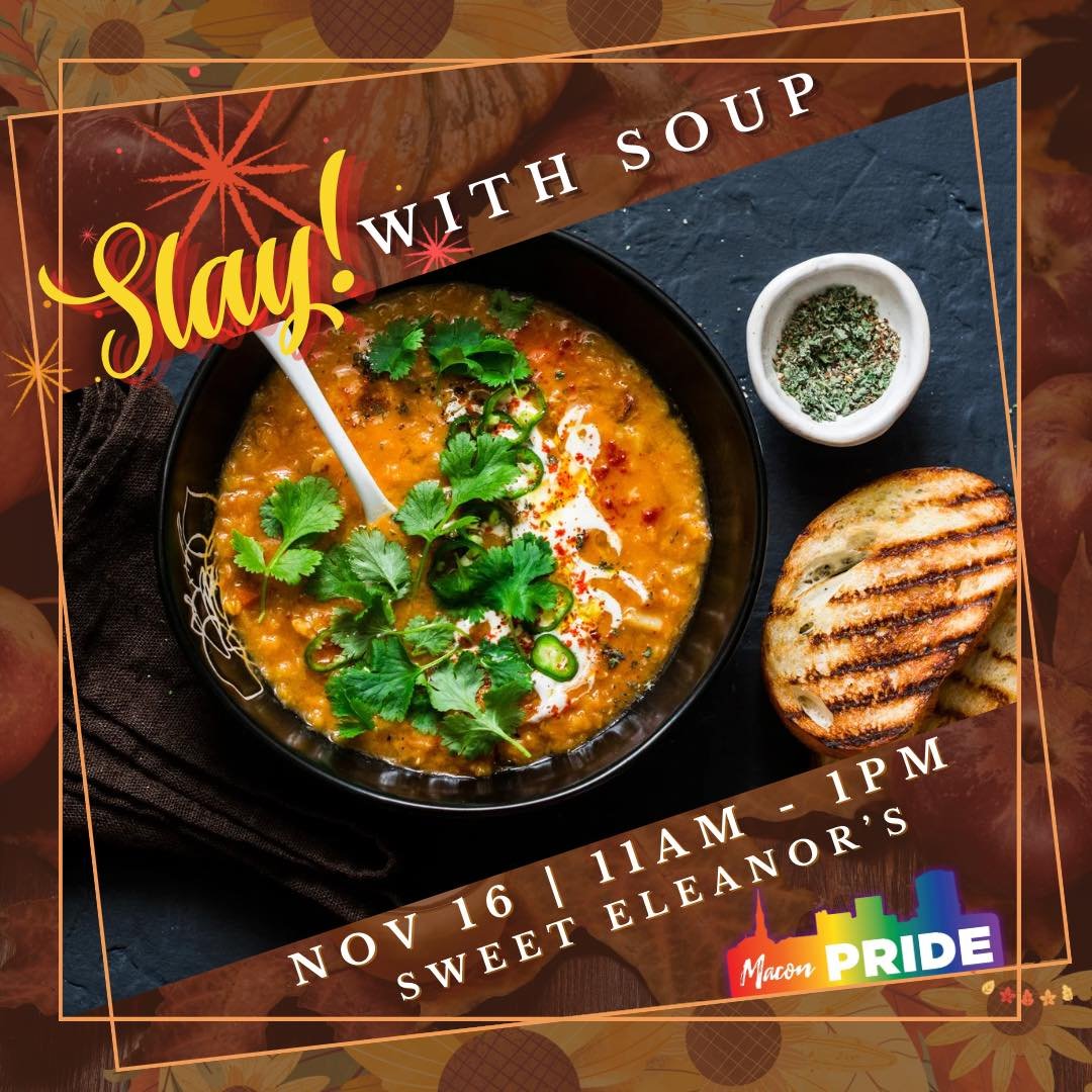 Slay with Soup was truly a Friendsgiving to remember! The Macon Pride board, partners, and volunteers came together in gratitude, fellowship, and love to celebrate the community that keeps us strong. We&rsquo;re deeply thankful for our incredible spo